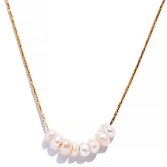 Delicate Seed Pearl Beaded Gold Necklace - Picture 1 of 13